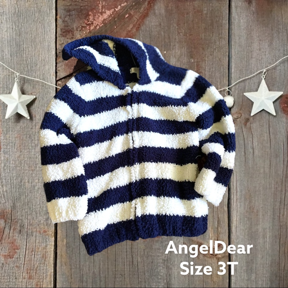 Blue and white angel dear zip up sweater
